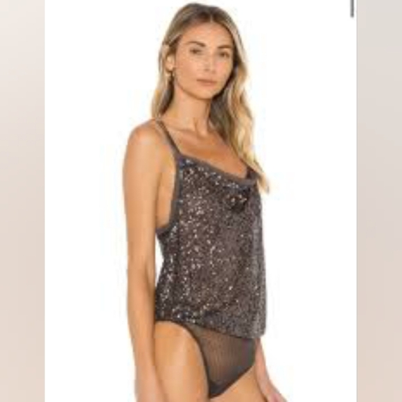 Intimately Free People Shimmer and Shine Bodysuit Top Shirt Y2K sz XL, NWT - Picture 1 of 6